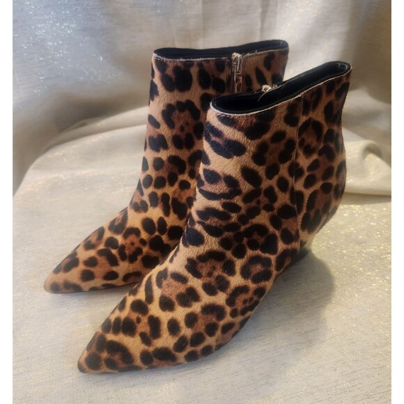 Nine West Women's Natural Multi Carter Cheetah Wedge Ankle Boots Booties Size 9M - Picture 1 of 7